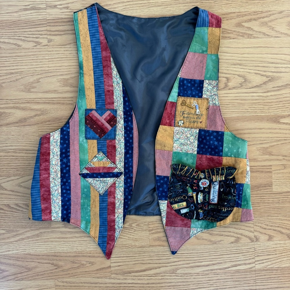 Vintage Crafty Colorful Patchwork Vest